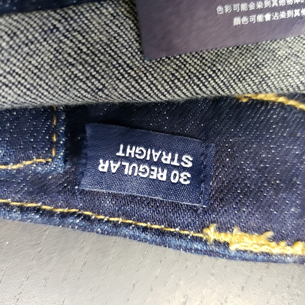 GAP Straight Ankle Jeans Women 10/30R High Rise Dark Blue Denim Whiskers NWT - Picture 9 of 10